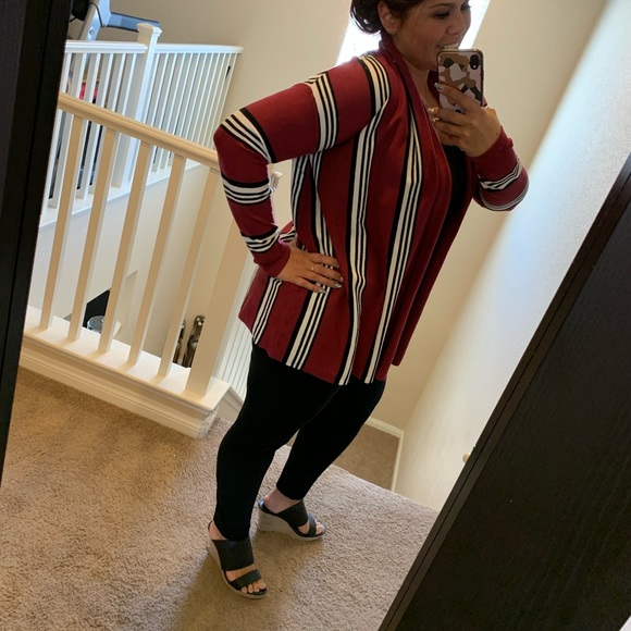 ❤️LAST NEW S Wine Stripe Open Front Cardigan - Picture 10 of 11